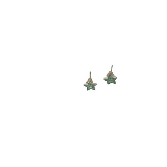 Vintage Green Star Stud Earrings Womens Costume Jewelry - Picture 1 of 2
